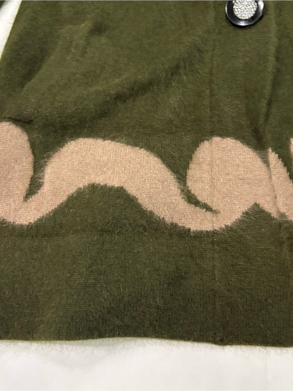 Riccos 100% Mink Cashmere Hooded Sweater Duster Cardigan XL Button Down Green - Picture 4 of 16